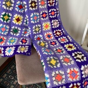 Granny square crochet handmade throw blanket